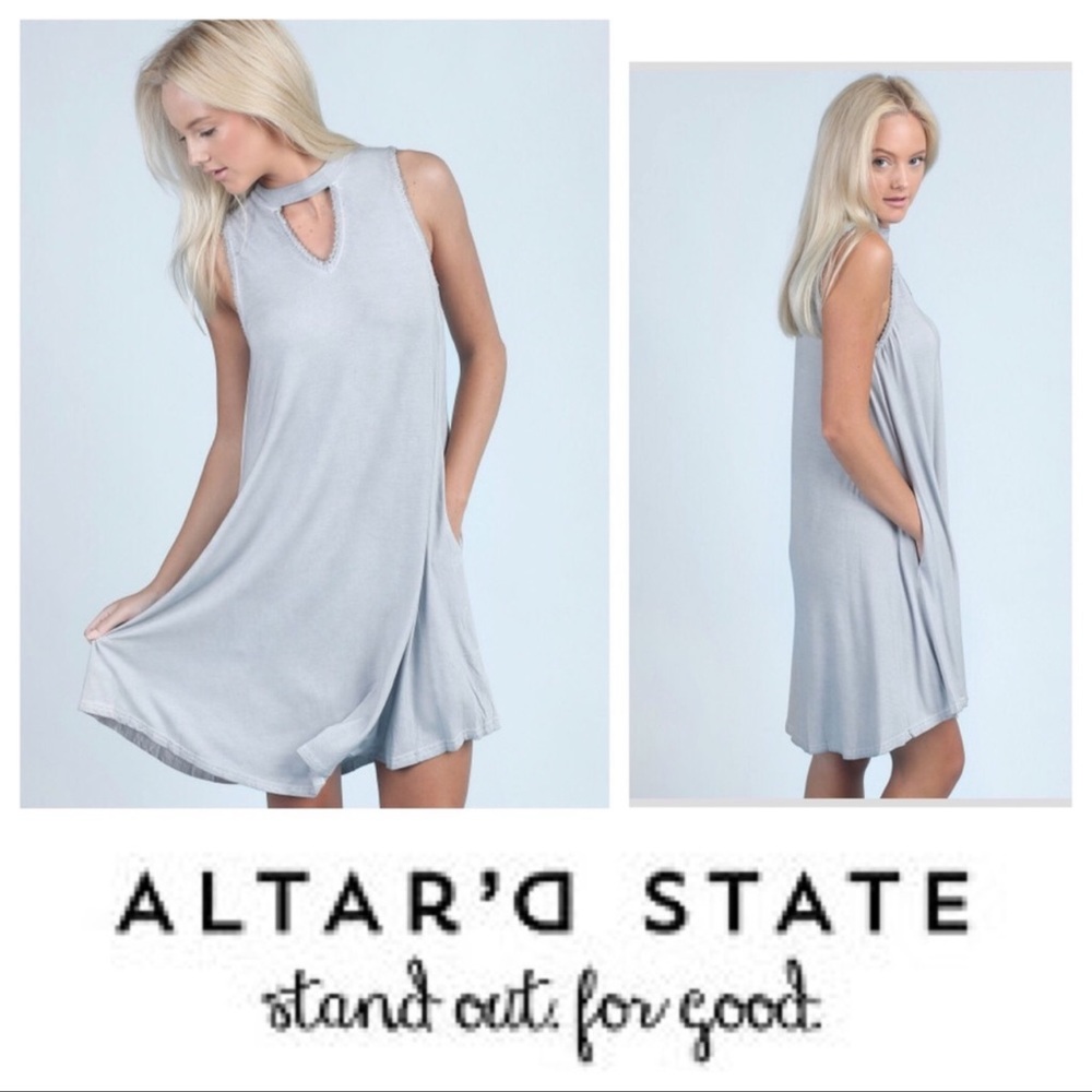 Altar’d State Light Grey Keyhole Swing Dress